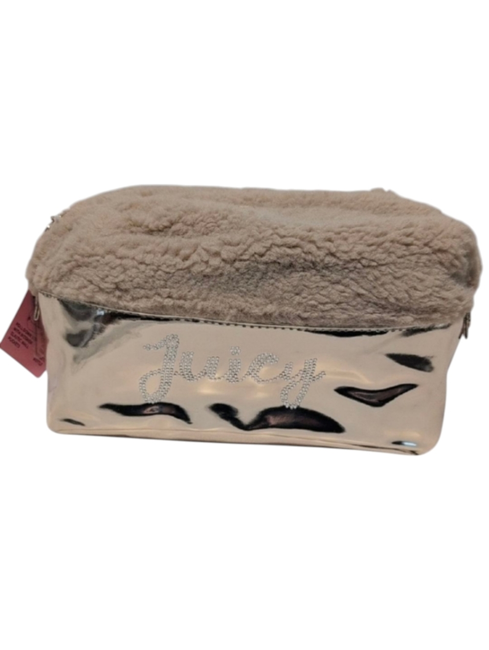 Juicy Couture Terry/Sherpa Cosmetic Travel Bag with Roll Down Top